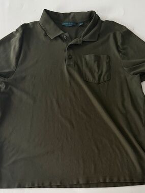 Perry Ellis Men's Liquid Cotton Army Green Polo EUC Size XL